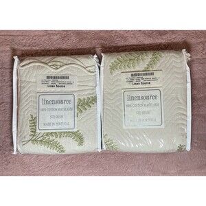 Linen Source Fern Matelasse Std Sham 20x26 Natural Green Portugal 100% Cotton